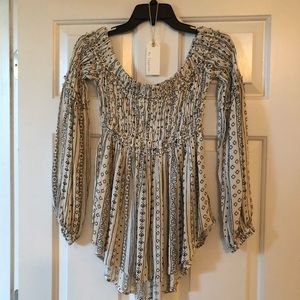 Black and white fun off shoulder blouse